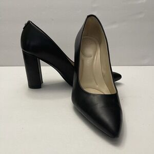 Nine West Womens Astoria9x9 Pump 8.5 Black Classic Minimalist Block Heel Career